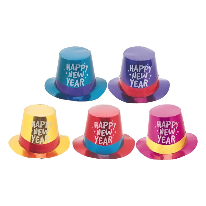 Glitter Top Hat -  Assorted Colours, "Happy New Year"