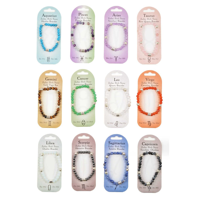 Zodiac and Crystal Energy Birthstone Bracelets