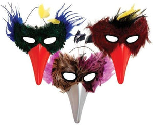 Bird Feather Eye Mask with Plastic Beak - Assorted (Adult)