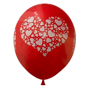 Red Latex Balloons with Heart - 12" (Pack of 10)