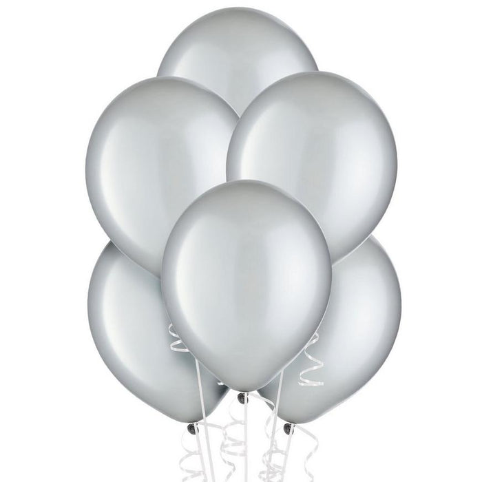 Satin Pearl Silver Latex Balloons - (Pack of 100)