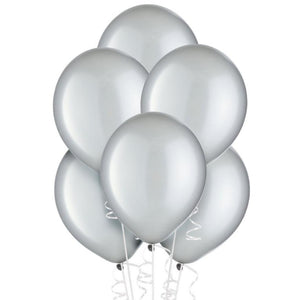 Satin Pearl Silver Latex Balloons - (Pack of 100)