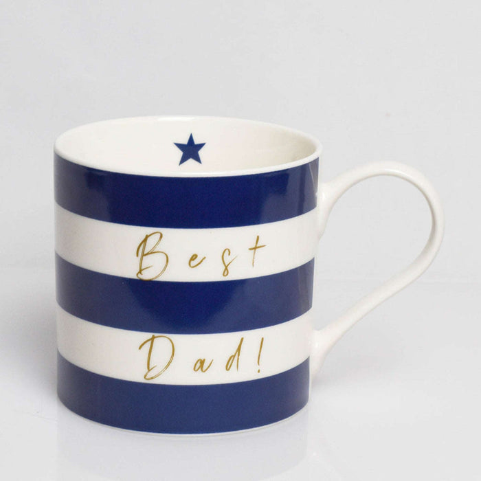 "Best Dad" Navy Stripe Mug