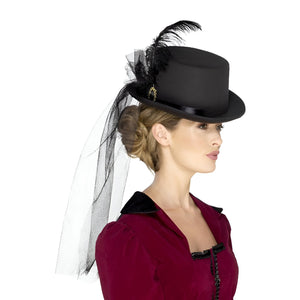 Deluxe Victorian Top Hat, with String - Black (Adult)