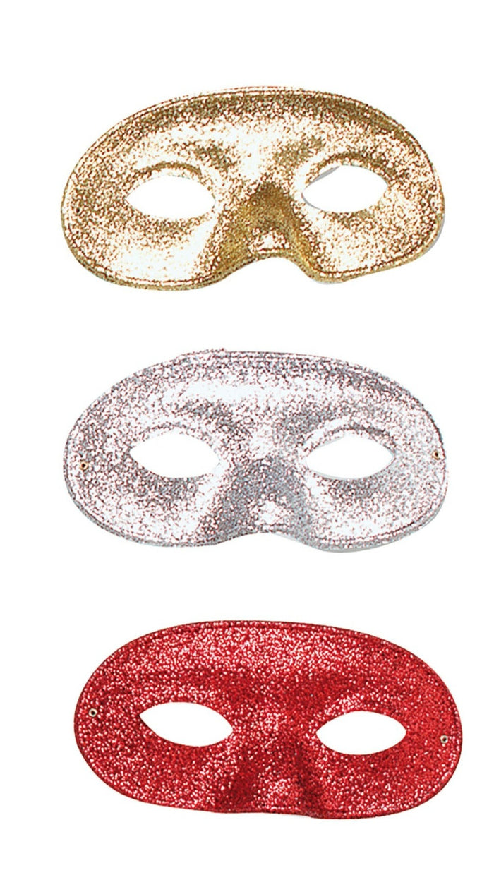 Glitter Eye Mask - Gold/Red/Silver (Adult)