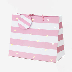 Pink Stripe Tote Gift Bag