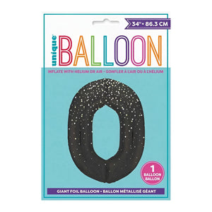 Glitz Black No. 0 Helium Foil Balloons - 34"