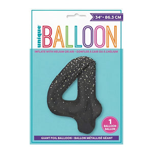 Glitz Black No. 4 Helium Foil Balloons - 34"