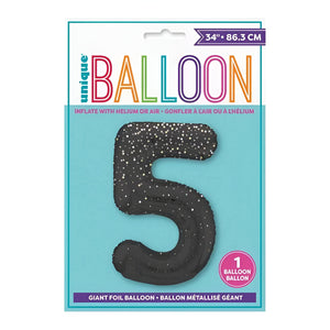 Glitz Black No. 5 Helium Foil Balloons - 34"