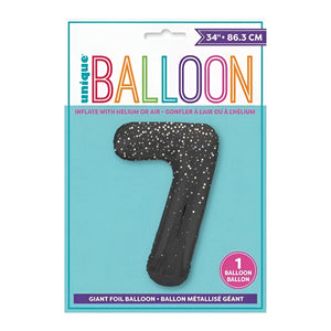 Glitz Black No. 7 Helium Foil Balloons - 34"
