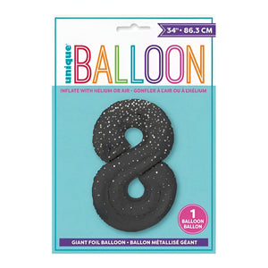 Glitz Black No. 8 Helium Foil Balloons - 34"