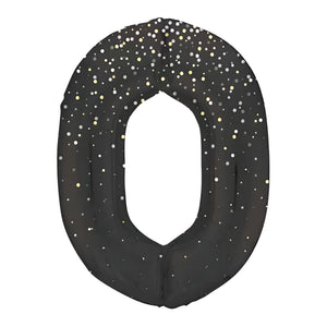 Glitz Black Number 0 Helium Foil Balloons - 34"