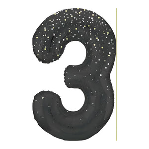 Glitz Black Number 3 Helium Foil Balloons - 34"