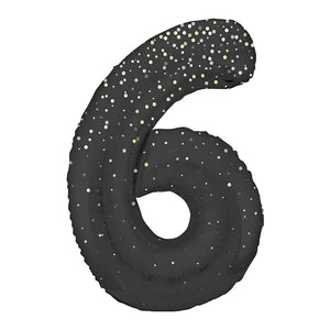 Glitz Black Number 6 Helium Foil Balloons - 34"