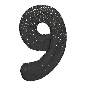 Glitz Black Number 9 Helium Foil Balloons - 34"