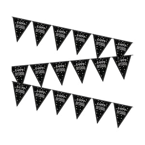 Glitz Black & Silver "Happy Birthday" Party Bunting