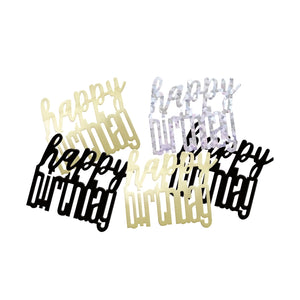 Glitz Black, Silver & Gold "Happy Birthday" Confetti