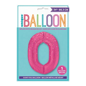Glitz Pink No. 0 Helium Foil Balloons - 34"
