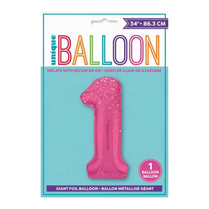 Glitz Pink No. 1 Helium Foil Balloons - 34"