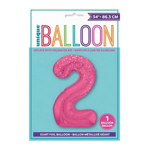 Glitz Pink No. 2 Helium Foil Balloons - 34"