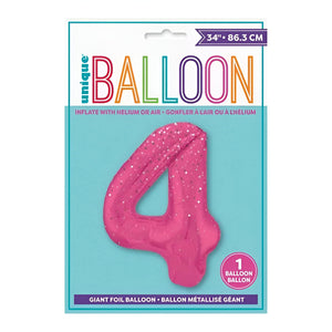 Glitz Pink No. 4 Helium Foil Balloons - 34"