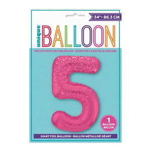 Glitz Pink No. 5 Helium Foil Balloons - 34"