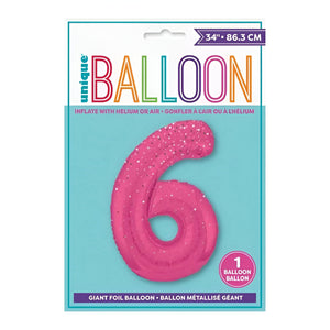 Glitz Pink No. 6 Helium Foil Balloons - 34"
