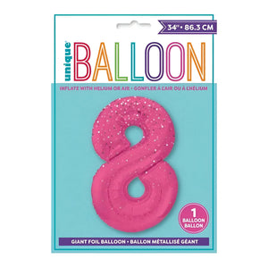 Glitz Pink No. 8 Helium Foil Balloons - 34"
