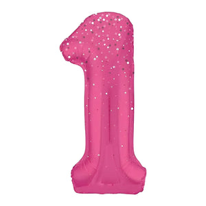 Glitz Pink Number 1 Helium Foil Balloons - 34"