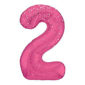 Glitz Pink Number 2 Helium Foil Balloons - 34"