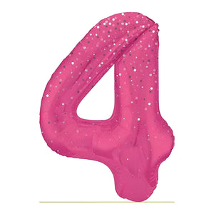 Glitz Pink Number 4 Helium Foil Balloons - 34"