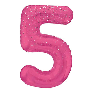 Glitz Pink Number 5 Helium Foil Balloons - 34"