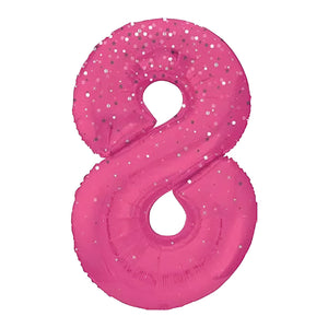Glitz Pink Number 8 Helium Foil Balloons - 34"