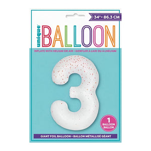 Glitz Rose Gold No. 3 Helium Foil Balloons - 34"