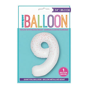 Glitz Rose Gold No. 9 Helium Foil Balloons - 34"