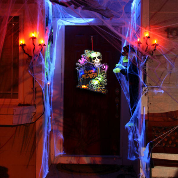 "Happy HALLOWEEN" LED Hanging Decoration – Skeleton