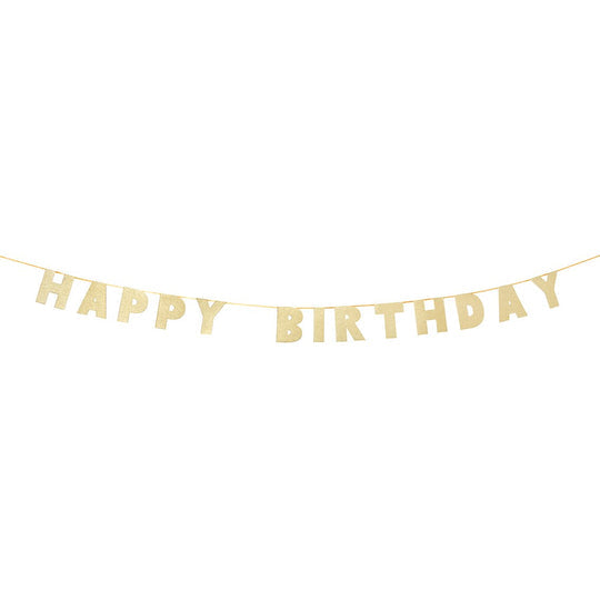 Luxe Gold "Happy Birthday" Glitter Garland - 10ft