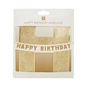 Luxe Gold "Happy Birthday" Glitter Garland - 10ft
