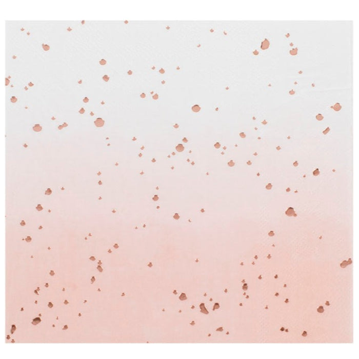 Ombre Rose Gold Foiled Napkins - Pack of 16