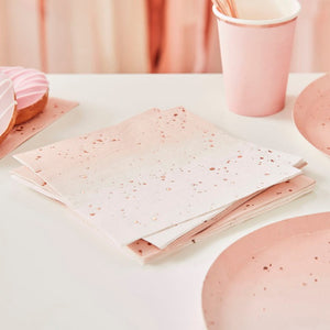 Ombre Rose Gold Foiled Napkins - Pack of 16