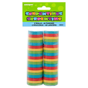 Party Paper Serpentines - Assorted Colours