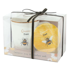 "Queen Bee" Ceramic Mug And Coaster Set