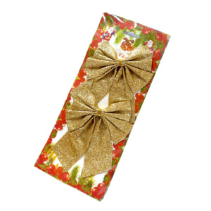 Decorative Glitter Bow Set, Gold  - Large, Pack of 2