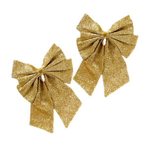 Decorative Glitter Bow Set, Gold  - Large, Pack of 2