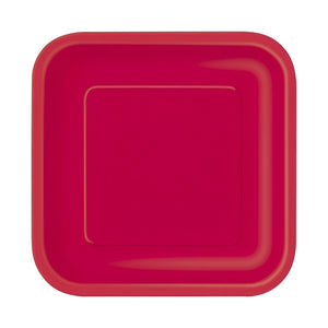  Ruby Red Square Party Plates - 7 inch