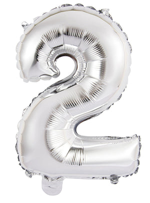 Silver Number Foil Balloons - 14" (Air Fill Only)