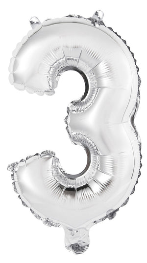 Silver Number Foil Balloons - 14" (Air Fill Only)