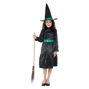 Wicked Witch Costume, with Hat - Black/Green (Child)