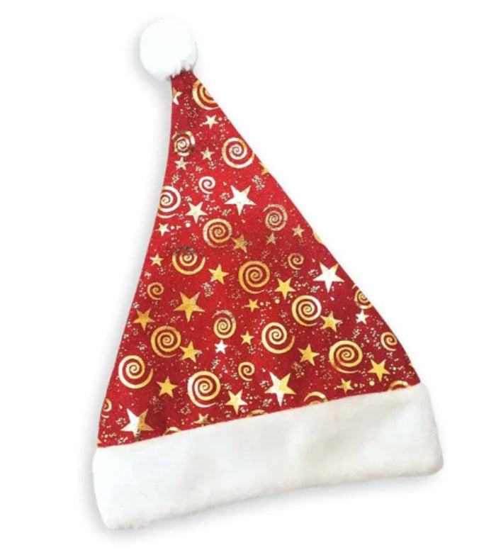 Santa Hat - Swirls and Stars