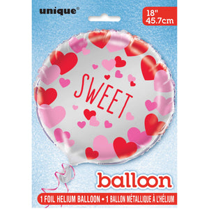 "SWEET" Pink & Red Hearts Helium Foil Balloon - 18"